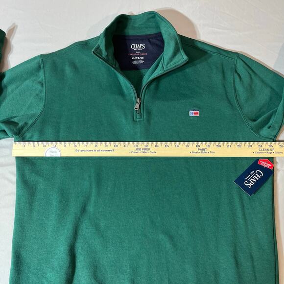 CHAPS Everyday Fleece Men's Size XL, Quarter Zip Rain Forest Green NWT - Picture 6 of 7